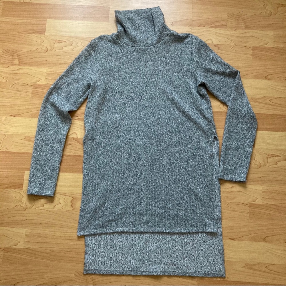 NWOT long grey turtleneck sweater with side slits